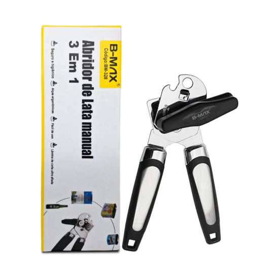 Abridor De Latas Manual 3 Em 1 Latas, Garrafas E Alavanca Para Tampas - Aço Inoxidável