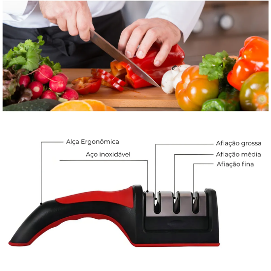 Amolador Afiador Profissional De Facas Com 3 Estágios Para Afiar