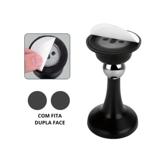 Trava Porta Magnético Dupla Face - Fixador Longo Para Portas - Cinza
