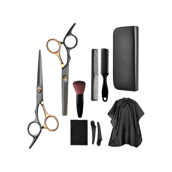 Kit De Tesouras Profissional Para Cabeleireiro Barbeiro - 9 Peças