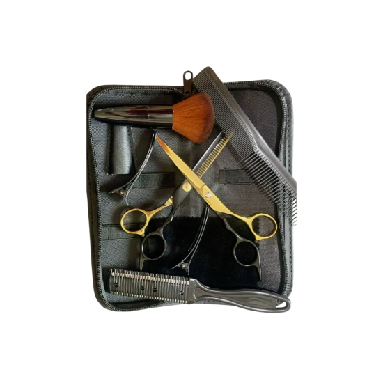 Kit De Tesouras Profissional Para Cabeleireiro Barbeiro - 9 Peças