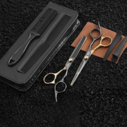 Kit De Tesouras Profissional Para Cabeleireiro Barbeiro - 9 Peças