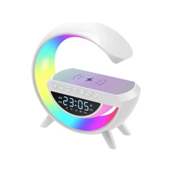 Relógio De Mesa Luminária G Speaker Bluetooth Com Carregador Por Indução