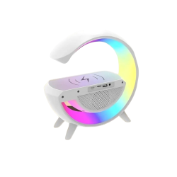 Relógio De Mesa Luminária G Speaker Bluetooth Com Carregador Por Indução