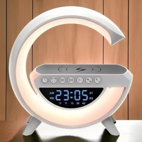 Relógio De Mesa Luminária G Speaker Bluetooth Com Carregador Por Indução