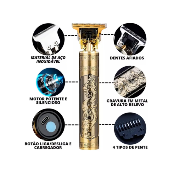 Máquina Profissional Para Acabamento De Barba E Cabelo Sem Fio