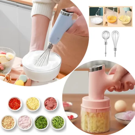 Mini Batedeira e Processador De Alimentos Portátil Sem Fio - Azul