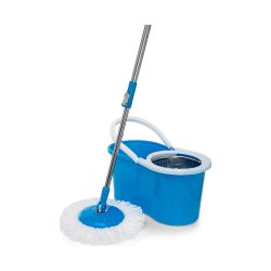 Mop Esfregão Giratório De Limpeza Com Centrífuga Em Inox - Azul
