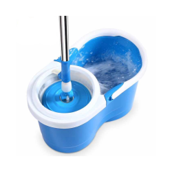 Mop Esfregão Giratório De Limpeza Com Centrífuga Em Inox - Azul