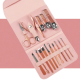 Kit Manicure E Pedicure Profissional 16 Peças Com Estojo Dobrável - Rosa