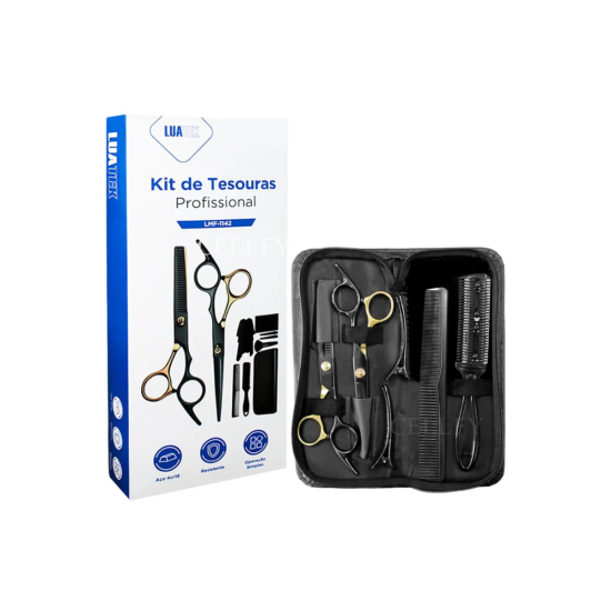 Kit De Tesouras Profissional Para Cabeleireiro Barbeiro - 9 Peças