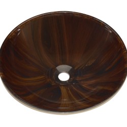 Cuba De Vidro Redonda Amadeirada Sem Abas 29cm