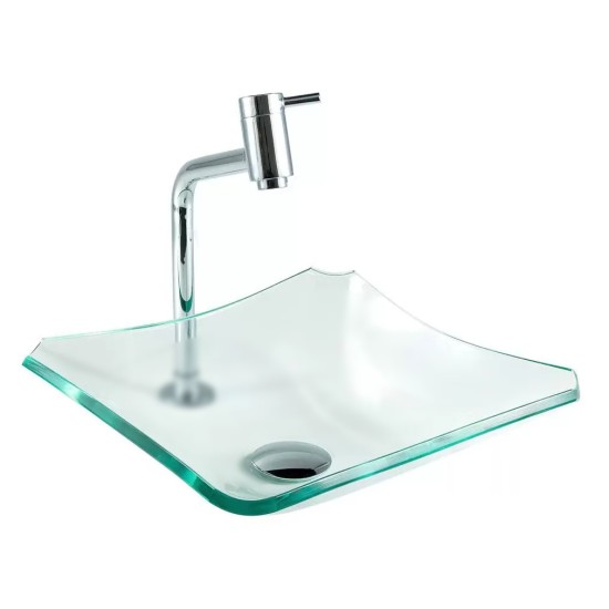 Cuba De Vidro Quadrada Chanfrada Incolor 34cm