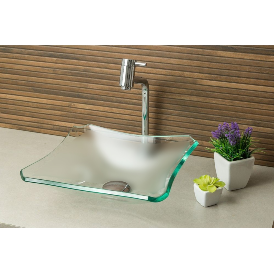 Cuba De Vidro Quadrada Chanfrada Incolor 34cm