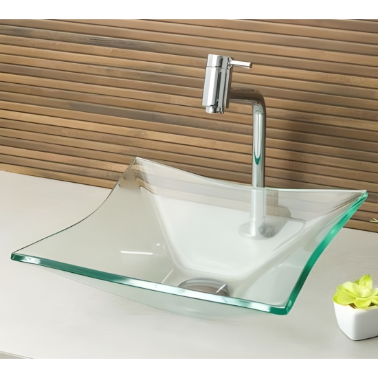 Cuba De Vidro Retangular 34cm Texturizada – Cor Incolor