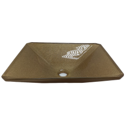Cuba De Vidro Retangular 34cm Texturizada – Cor Ouro