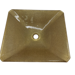 Cuba De Vidro Retangular 34cm Texturizada – Cor Ouro