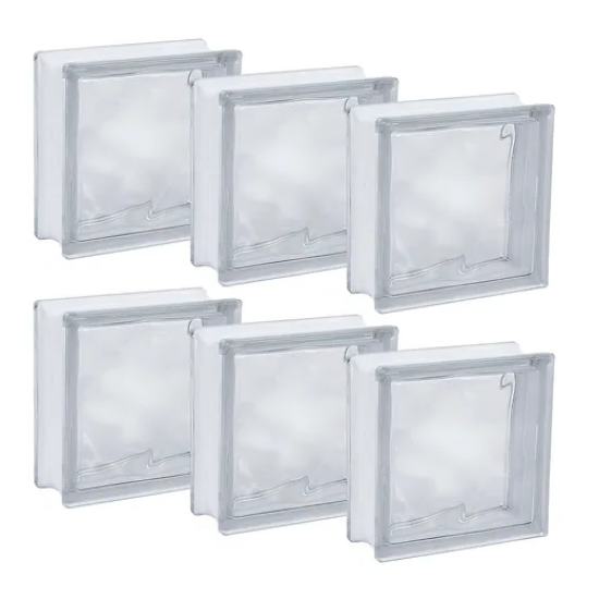 Bloco de Vidro Transparente - Modelo Wave - 06 unidades 