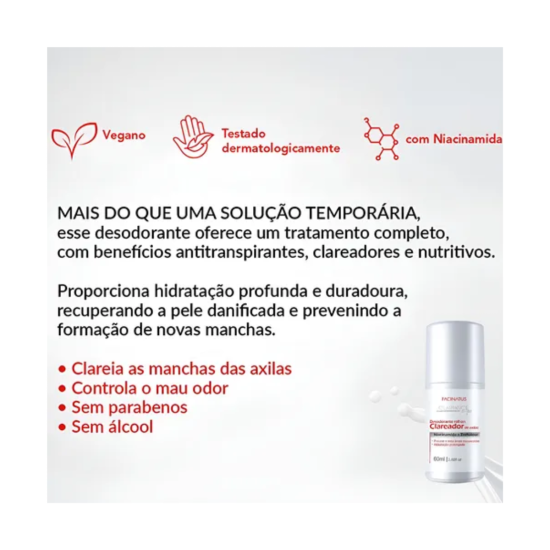 Desodorante Roll-on Antitranspirante Clareador De Axilas - Facinatus