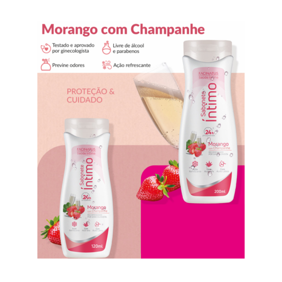 Sabonete Íntimo Morango Com Champanhe - Facinatus Cosméticos