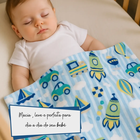 Manta Para Bebê Em Microfibra Love Baby 70 x 100cm Super Fofinha e Toque Macio - Carros