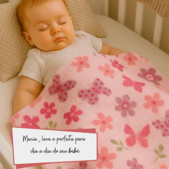 Manta Para Bebê Em Microfibra Love Baby 70 x 100cm Super Fofinha e Toque Macio - Flores