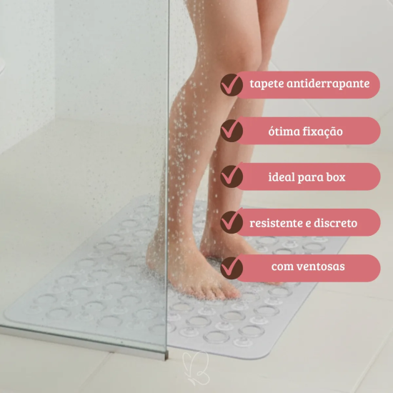 Tapete Antiderrapante Para Box Com Ventosa 39cm x 60cm - Transparente