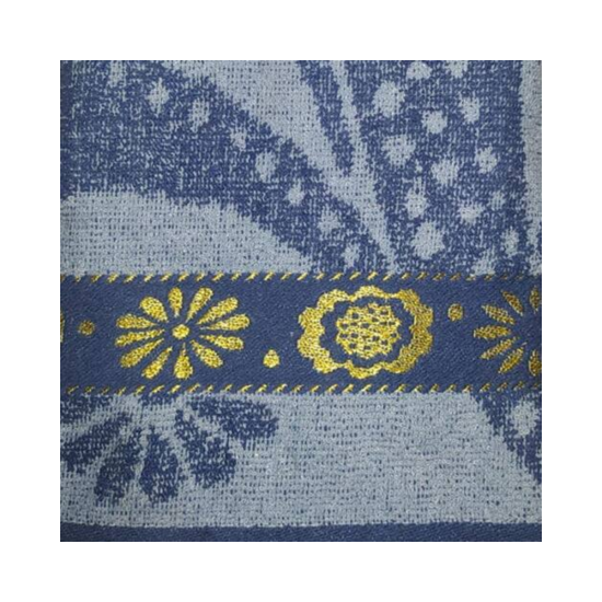Toalha De Banho Jacquard Istambul Estampada Bordada Felpuda Macia - Azul Escuro
