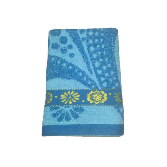 Toalha De Banho Jacquard Istambul Estampada Bordada Felpuda Macia - Azul Claro