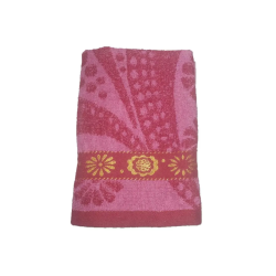 Toalha De Banho Jacquard Istambul Estampada Bordada Felpuda Macia - Rosa