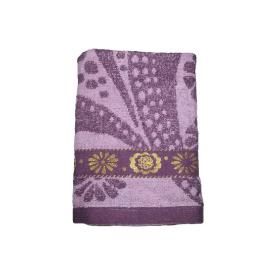 Toalha De Banho Jacquard Istambul Estampada Bordada Felpuda Macia - Roxo