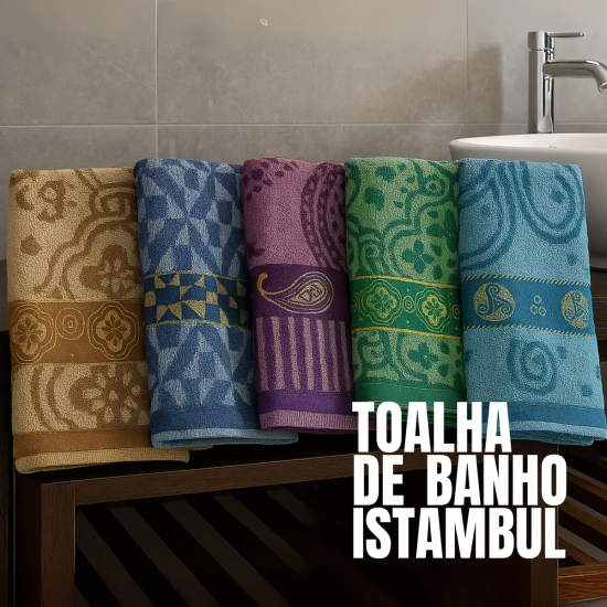 Toalha De Banho Jacquard Istambul Estampada Bordada Felpuda Macia - Roxo