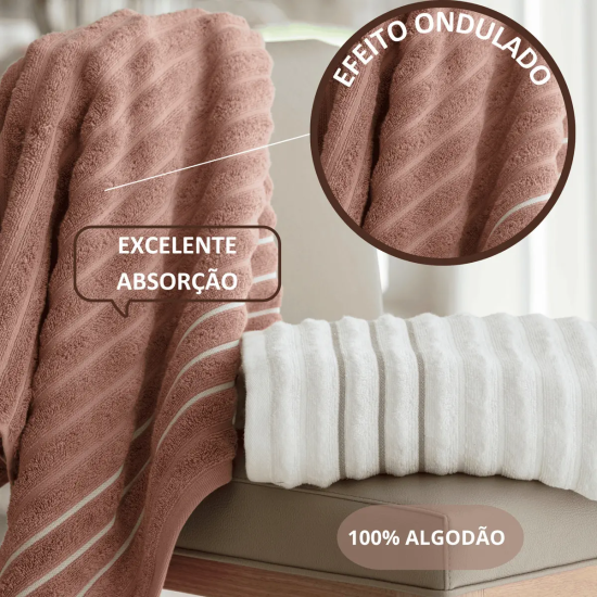 Toalha De Banho Wave Em Jacquard 100% Algodão Com Toque Ultra Macio - Índigo