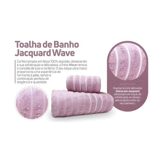 Toalha De Banho Wave Em Jacquard 100% Algodão Com Toque Ultra Macio - Índigo