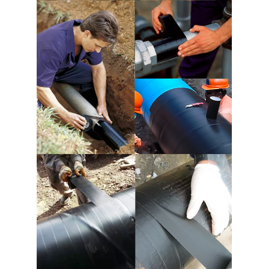 Fita Adesiva Anticorrosiva Preta Para Proteção De Tubulação - 90cm X 10m