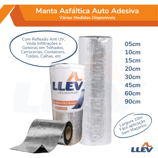 Fita Asfáltica Aluminizada Auto Adesiva - 90 cm x 10 m