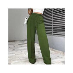 Calça Feminina Pantalona Duna Wide Leg - Verde Militar - Tam. G