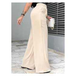 Calça Feminina Pantalona Duna Wide Leg - Bege - Tam. G