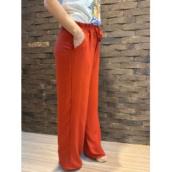 Calça Feminina Pantalona Duna Wide Leg - Terracota - Tam. M