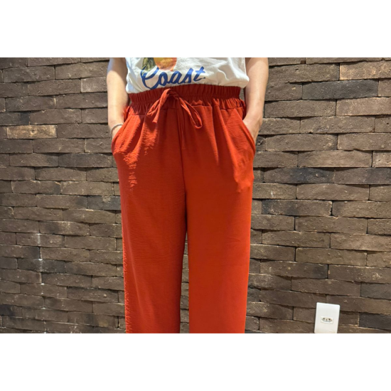 Calça Feminina Pantalona Duna Wide Leg - Terracota - Tam. M