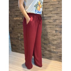 Calça Feminina Pantalona Duna Wide Leg - Vinho - Tam. M