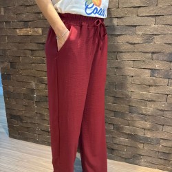 Calça Feminina Pantalona Duna Wide Leg - Vinho - Tam. M