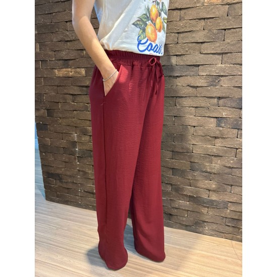 Calça Feminina Pantalona Duna Wide Leg - Vinho - Tam. M