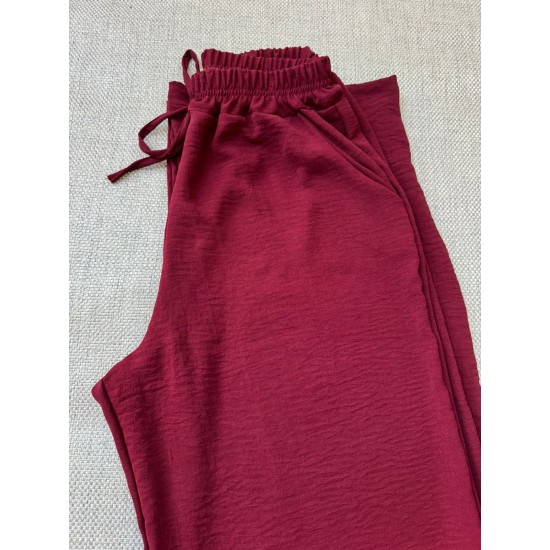 Calça Feminina Pantalona Duna Wide Leg - Vinho - Tam. M