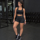 Conjunto Feminino Fitness Suplex Top E Short Cintura Alta Tam. M - Preto