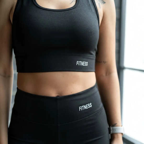 Conjunto Feminino Fitness Suplex Top E Short Cintura Alta Tam. M - Preto