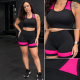Conjunto Feminino Fitness Suplex Top E Short Cintura Alta Tam. P - Preto e Rosa