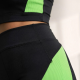 Conjunto Feminino Fitness Suplex Top E Short Cintura Alta Tam. P - Preto e Verde