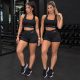 Kit 2 Conjuntos Feminino Fitness Suplex Top E Short Cintura Alta Tam. G - Preto