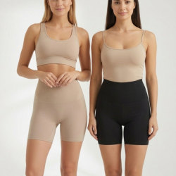 Kit 2 Short Calcinha Modeladora Cintura Alta Sem Costura Tam. M - Preta + Bege